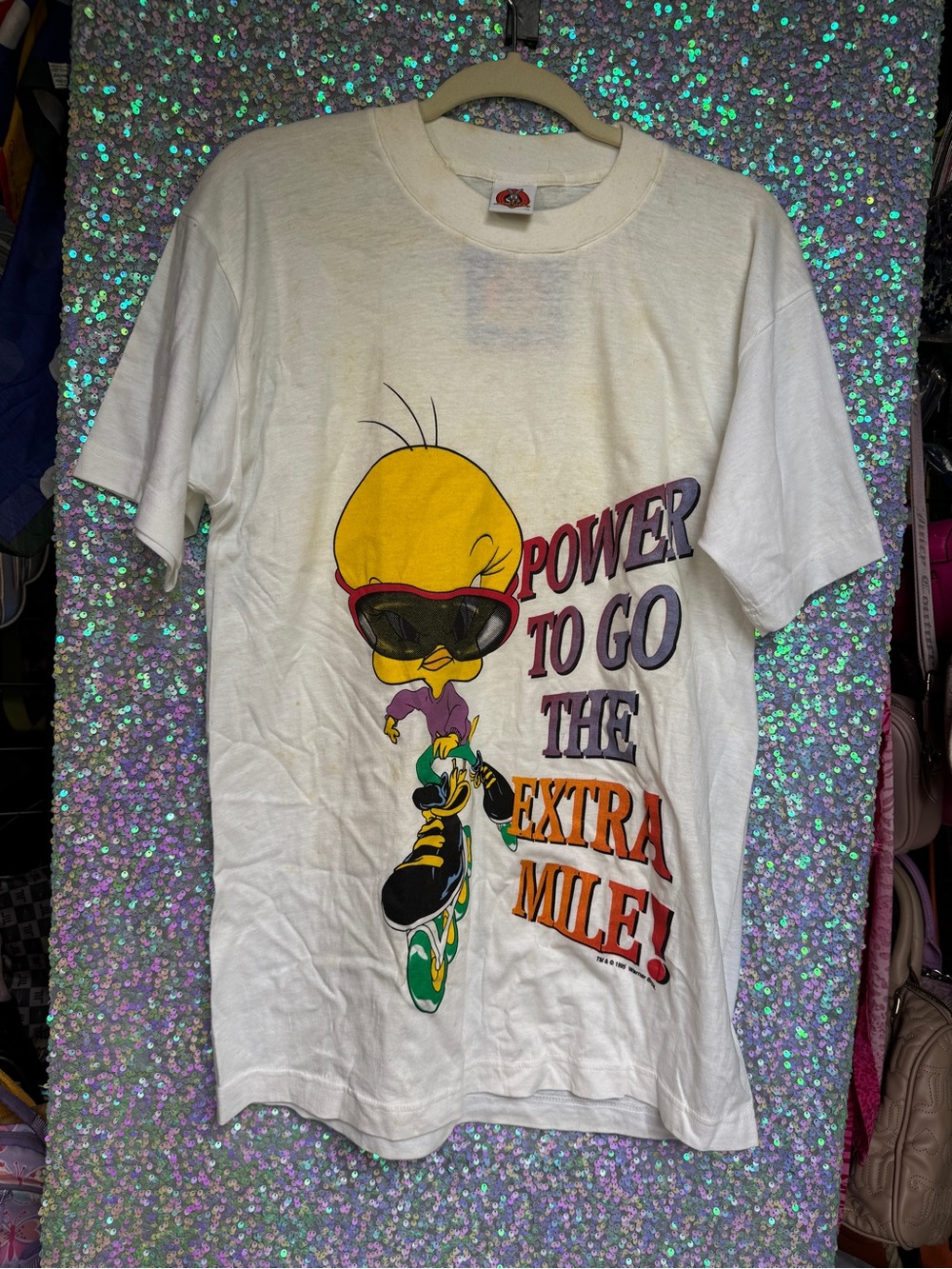 VTG 1995 Warner Bros. Tweety Bird Rollerblading Graphic Tee